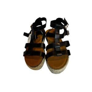 NWT TORRID Fisherman Platform Sandals~Rope Sole Size 7.5 WW Black Wide Width